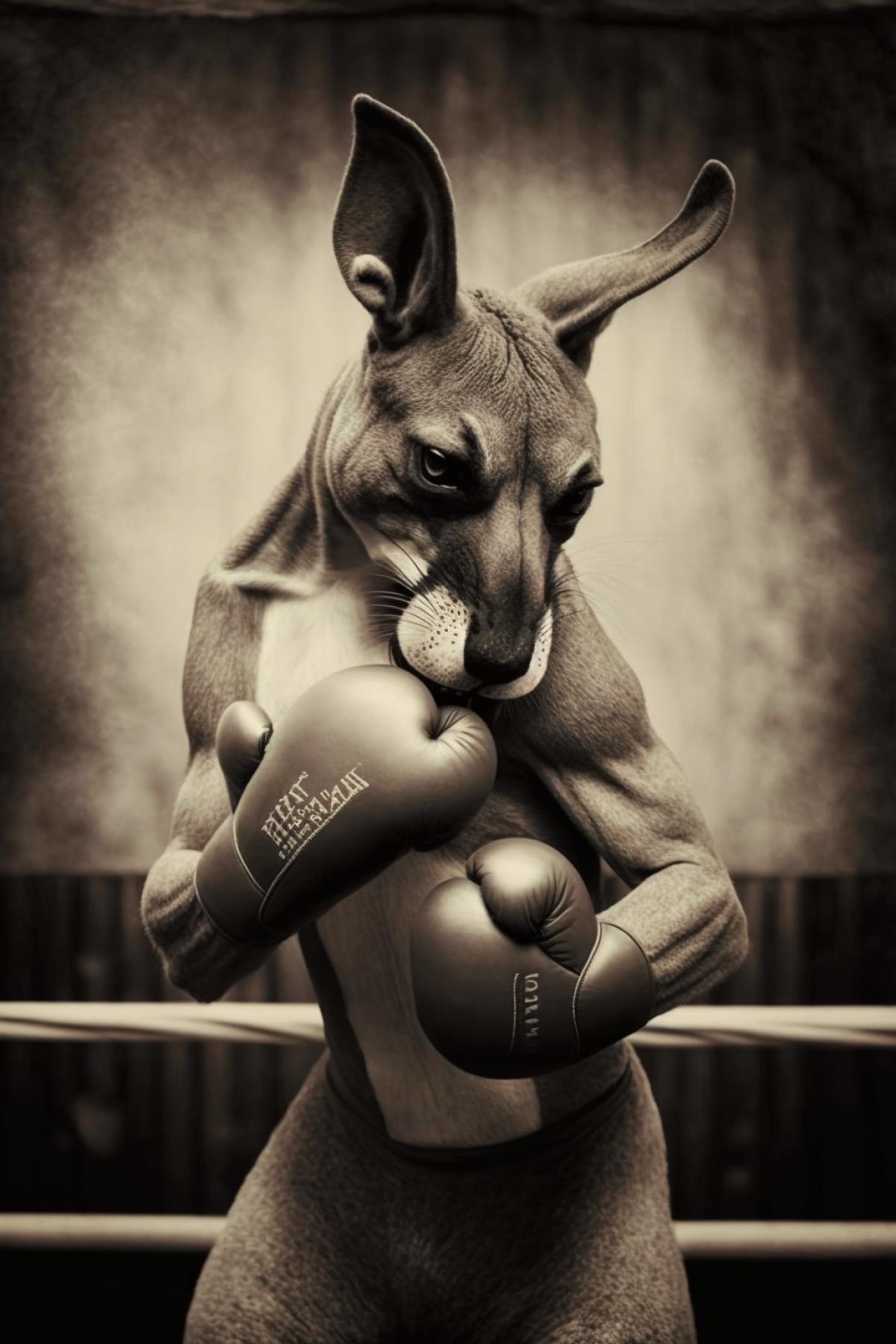 Kangaroo boxer, real photo.