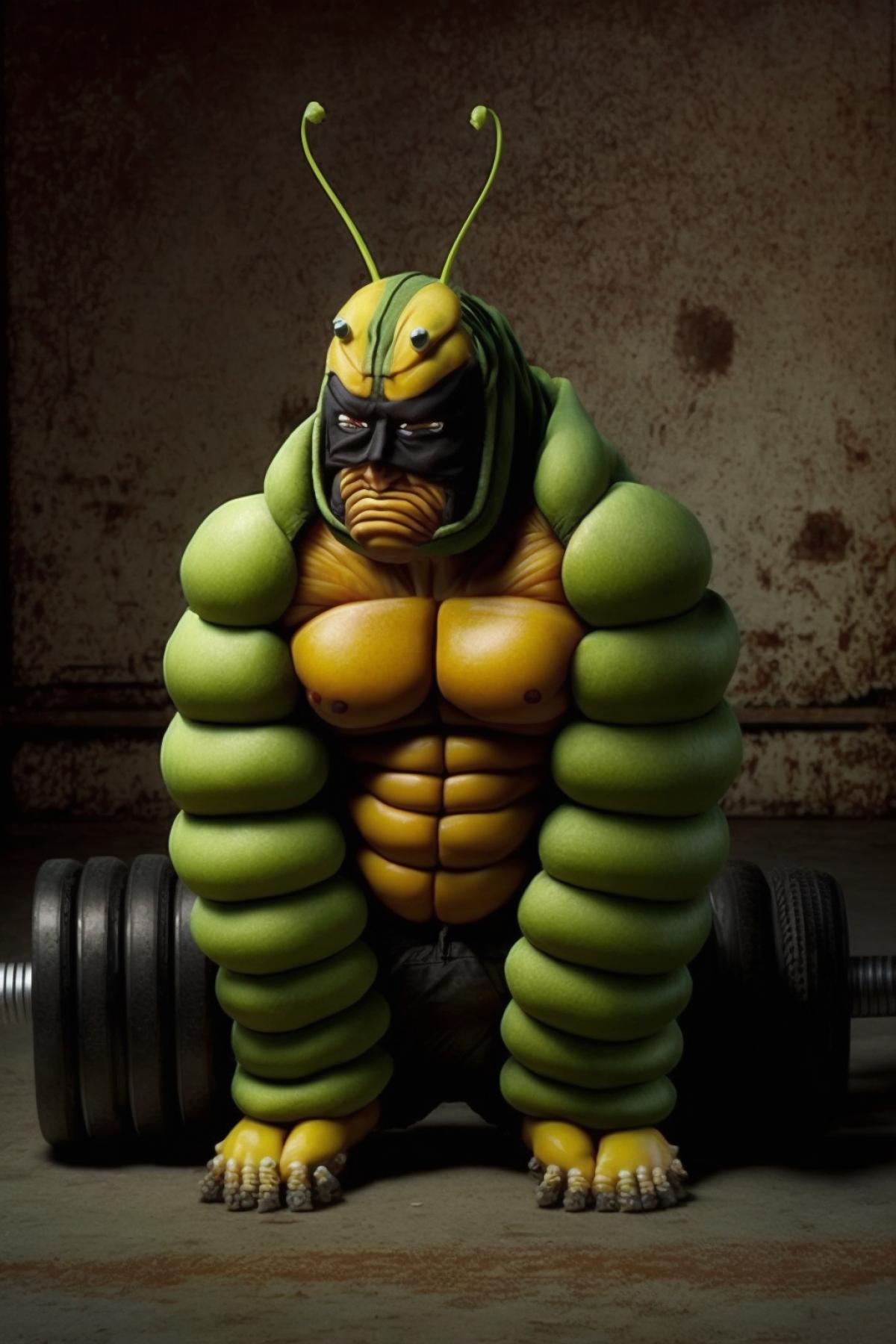 Humanoid caterpillar bodybuilder