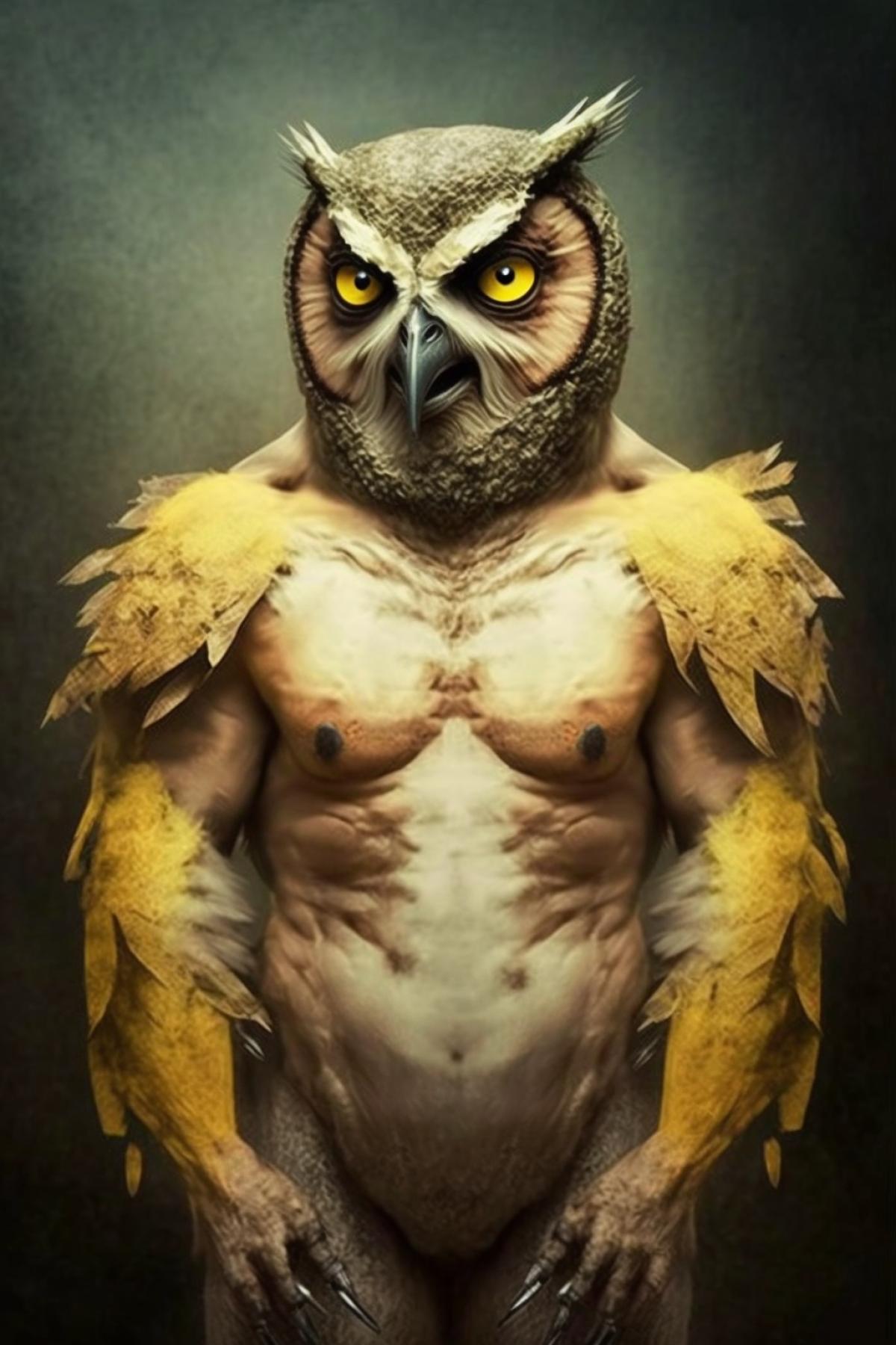 Humanoid owl bodybuilder