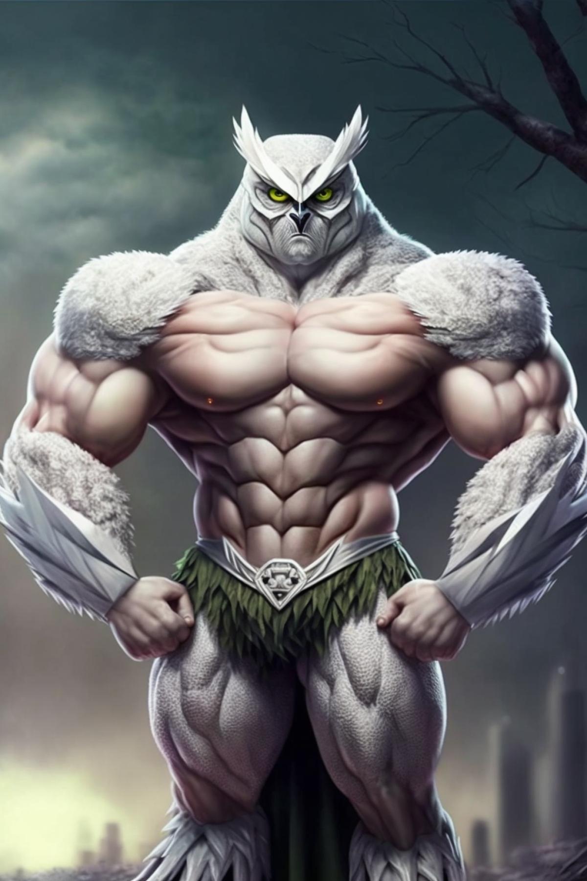 Humanoid owl bodybuilder