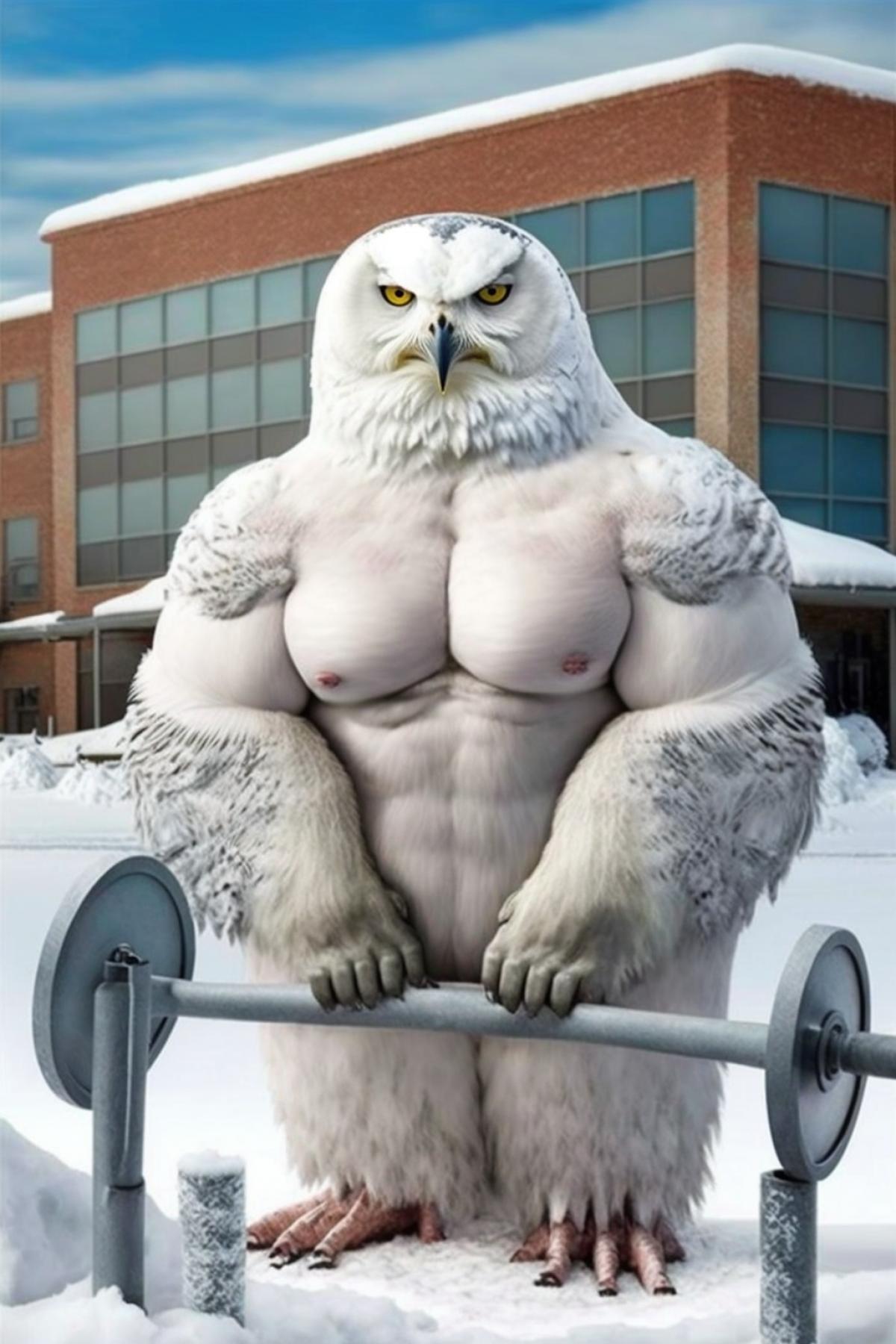 Snowy owl bodybuilder