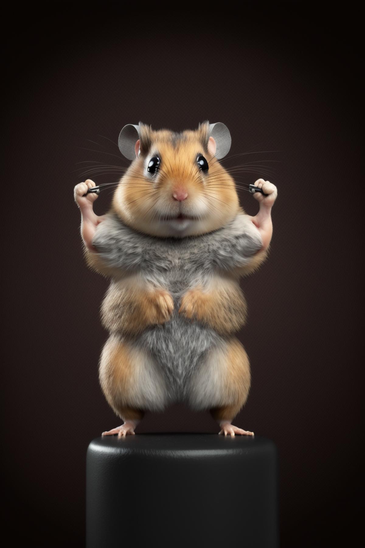 Hamster on podium back double bicep 4k