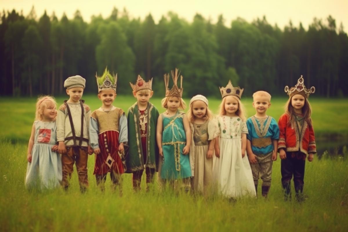 Children in Russian national costumes