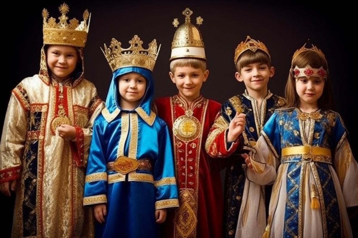 Children in Russian national costumes