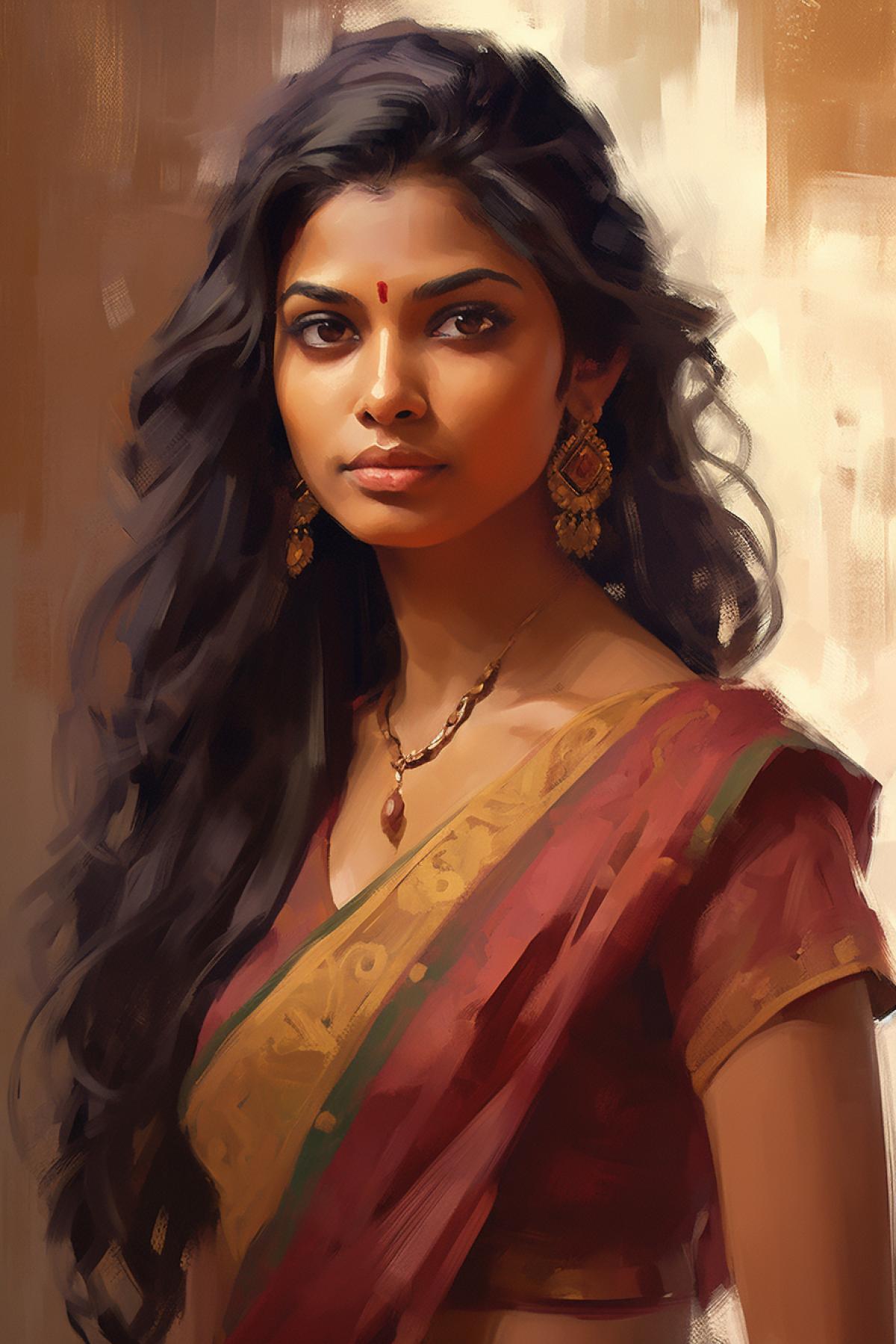 Beautiful Indian woman in sari, pixel