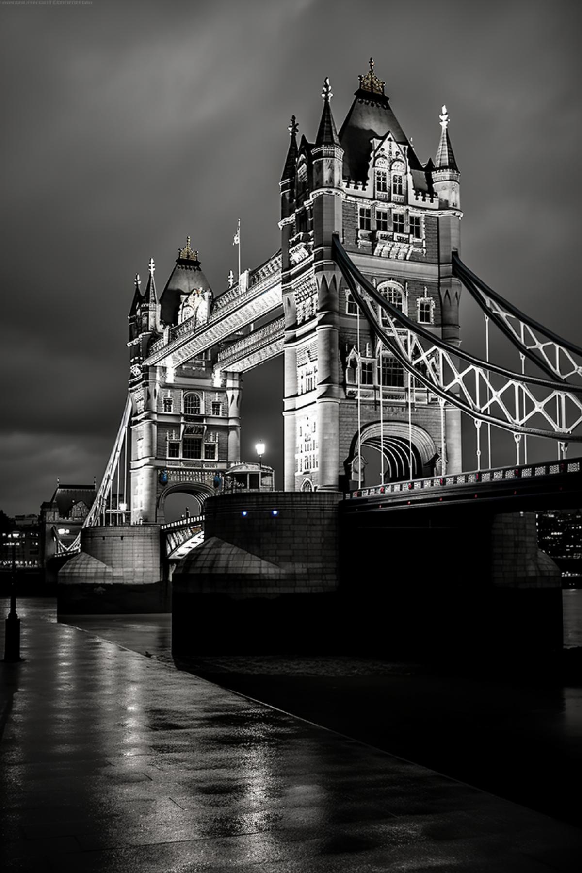 Tower bridge in London photo in style of Sunao Masuda darkroom photography
