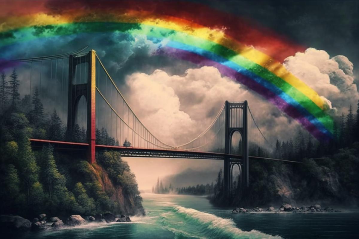 Seven colors in the bright sky Throwing a bridge across the river I will become a gift for everyone Stretching to my full height