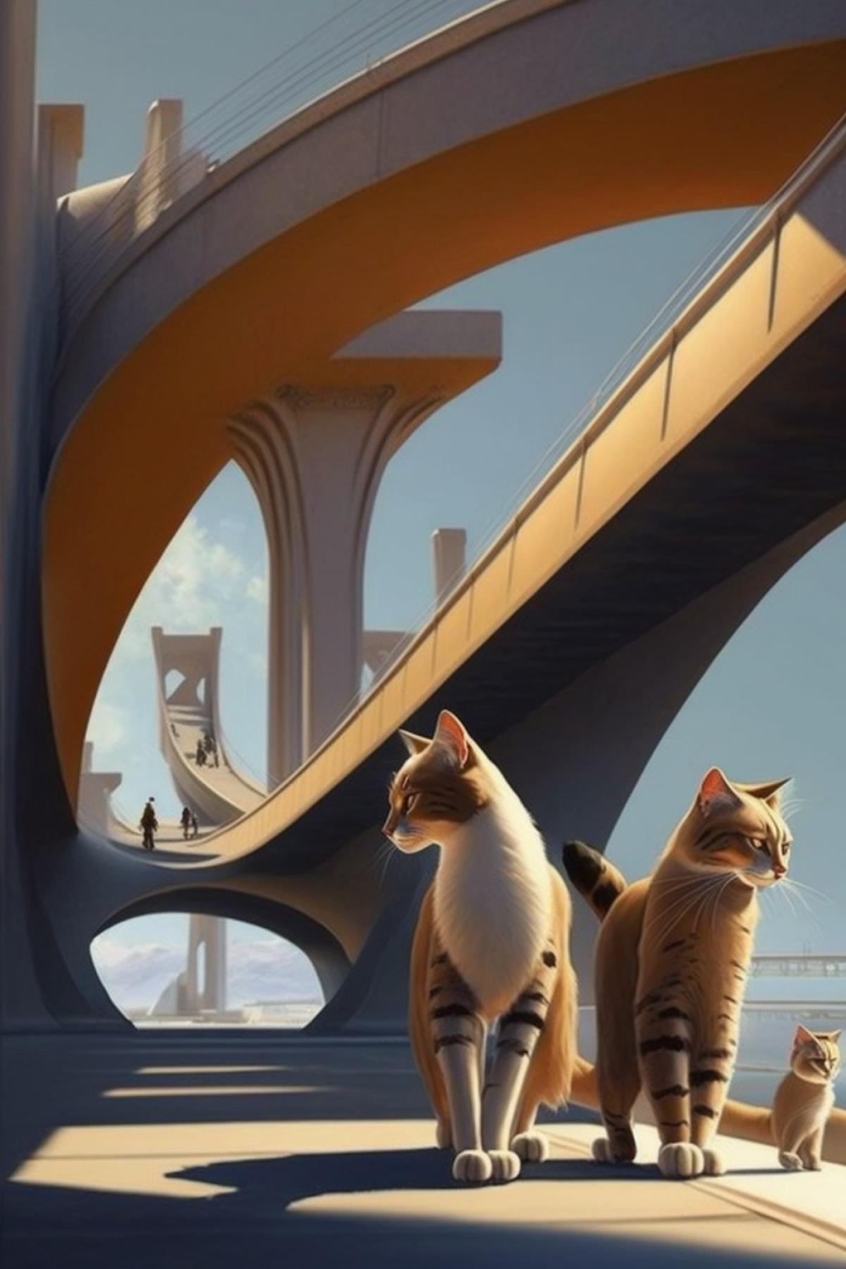 Construction cats, bridge, architecture, elegance