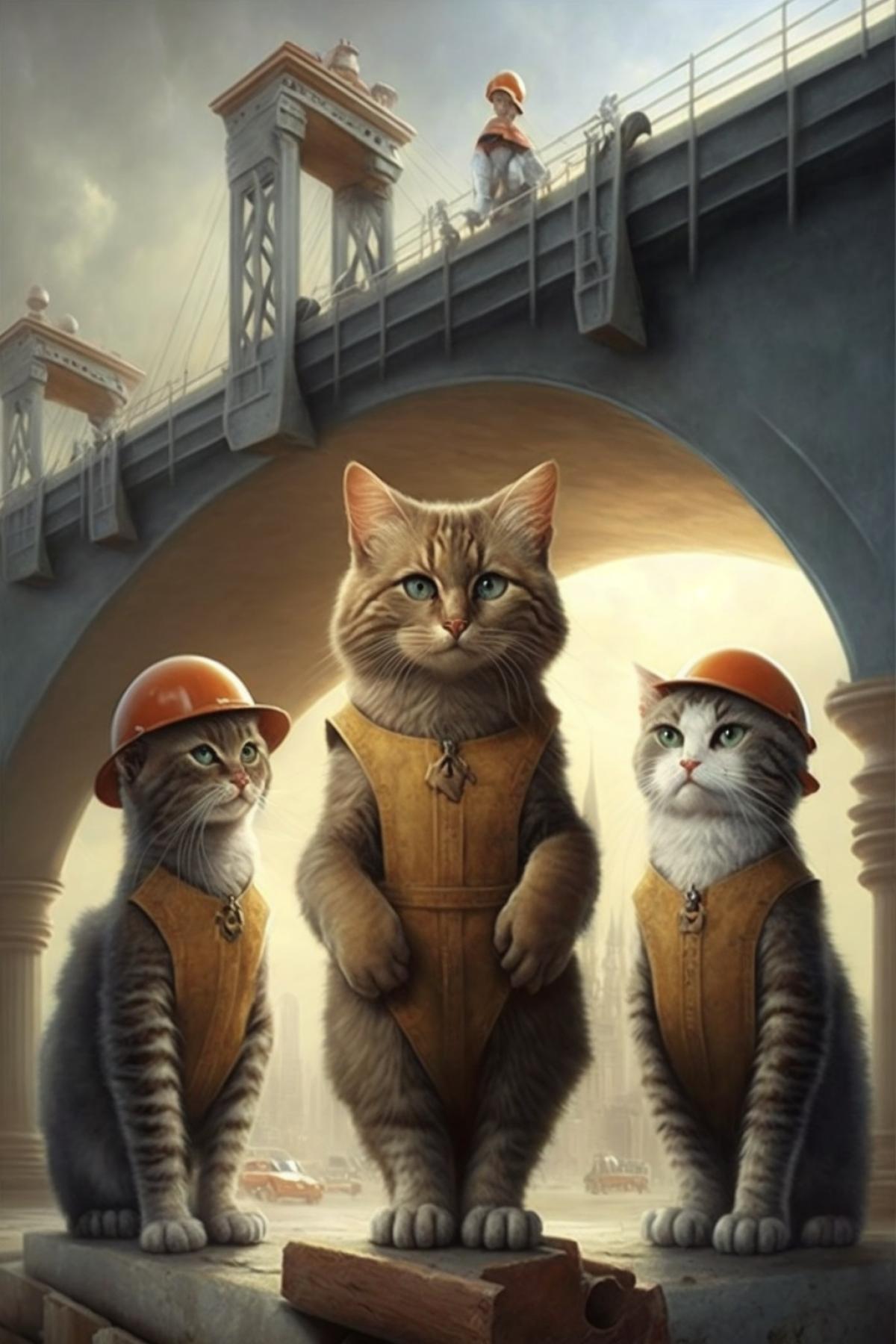 Construction cats, bridge, architecture, elegance