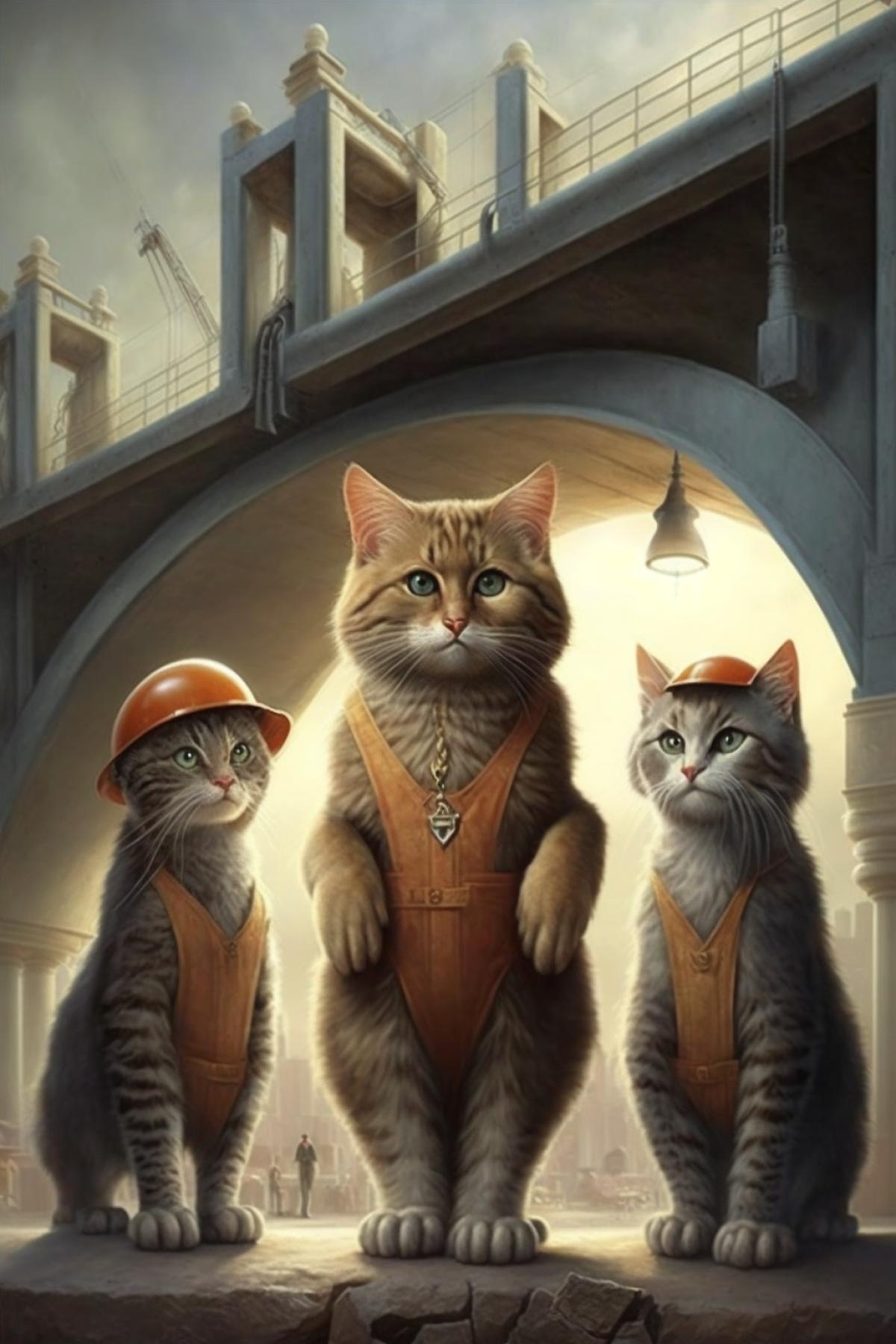 Construction cats, bridge, architecture, elegance
