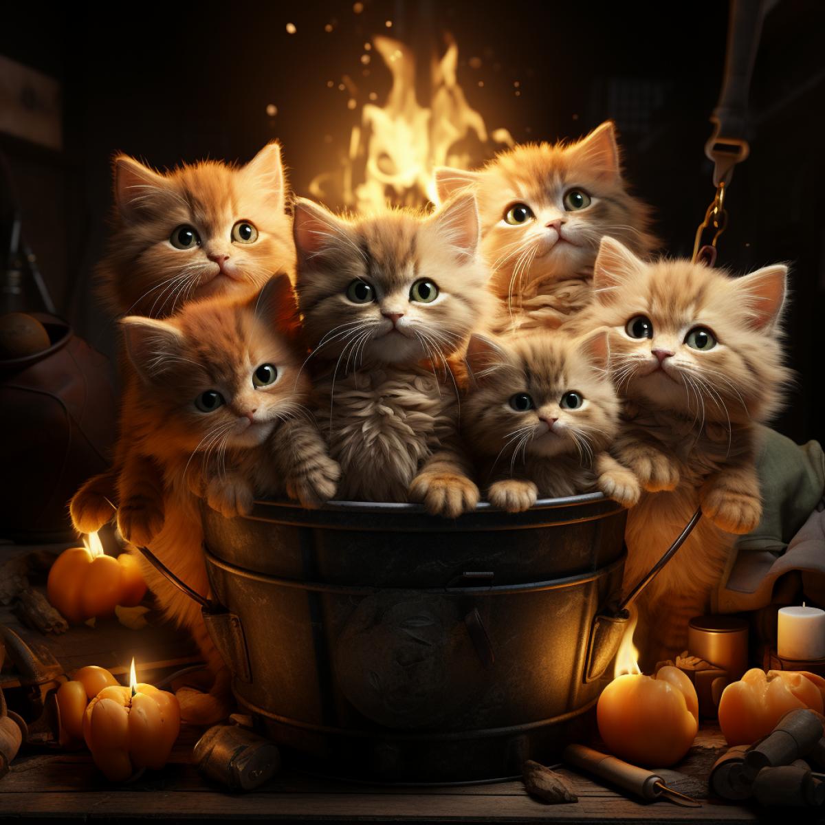 There is a separate cauldron in hell for those who like to draw a lot of cute cats. High detail. Professional photography.