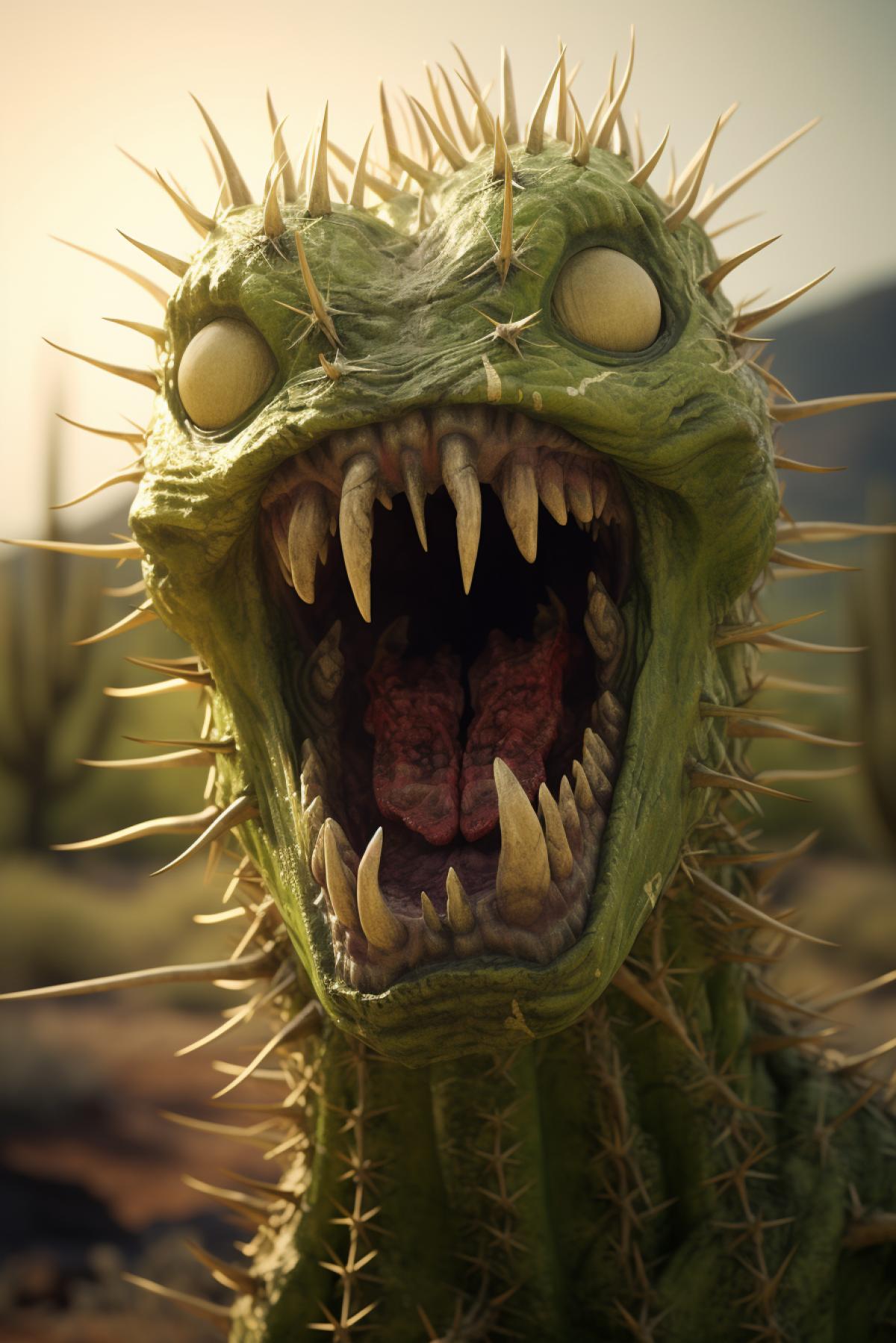 Huge Evil Cactus Teeth Cactus Big Mouth Cactus Eater of Worlds Universal Scale High Quality Volumetric Lighting
