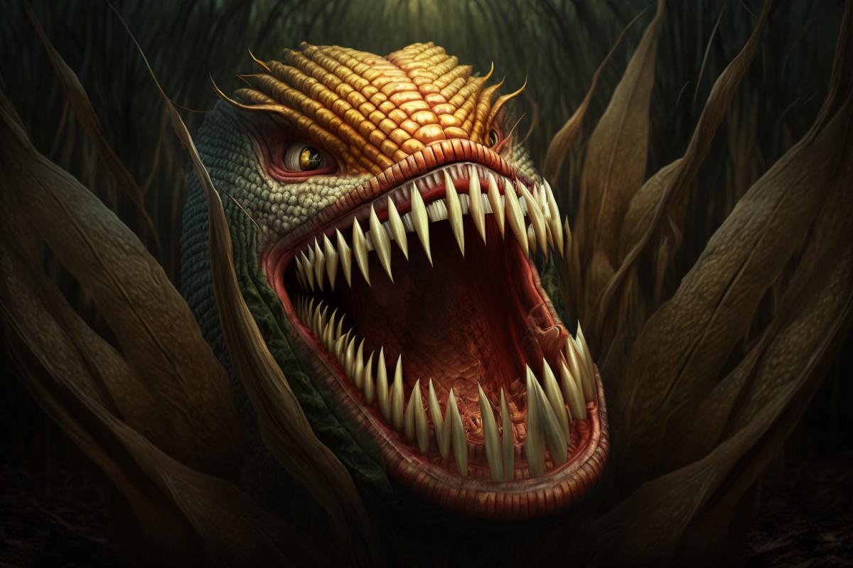 Predatory big toothy corn horror