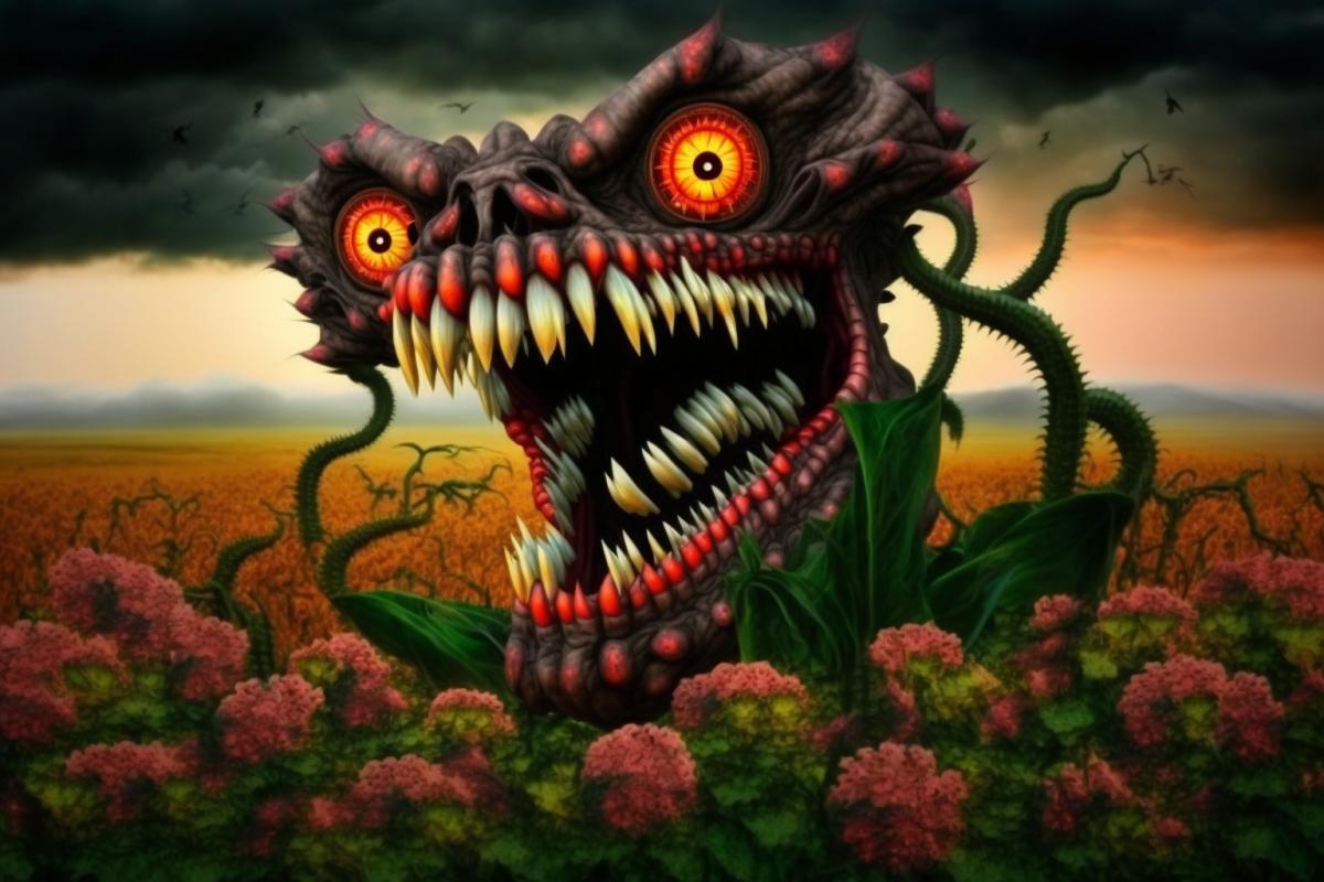 Predatory flowers in the field