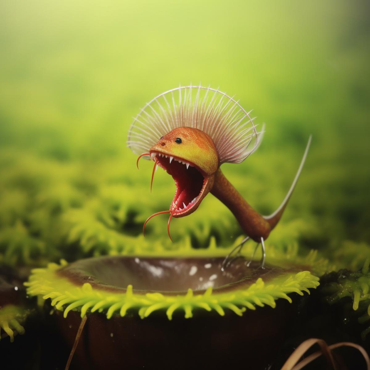 carnivorous houseplant venus flytrap catching a fly