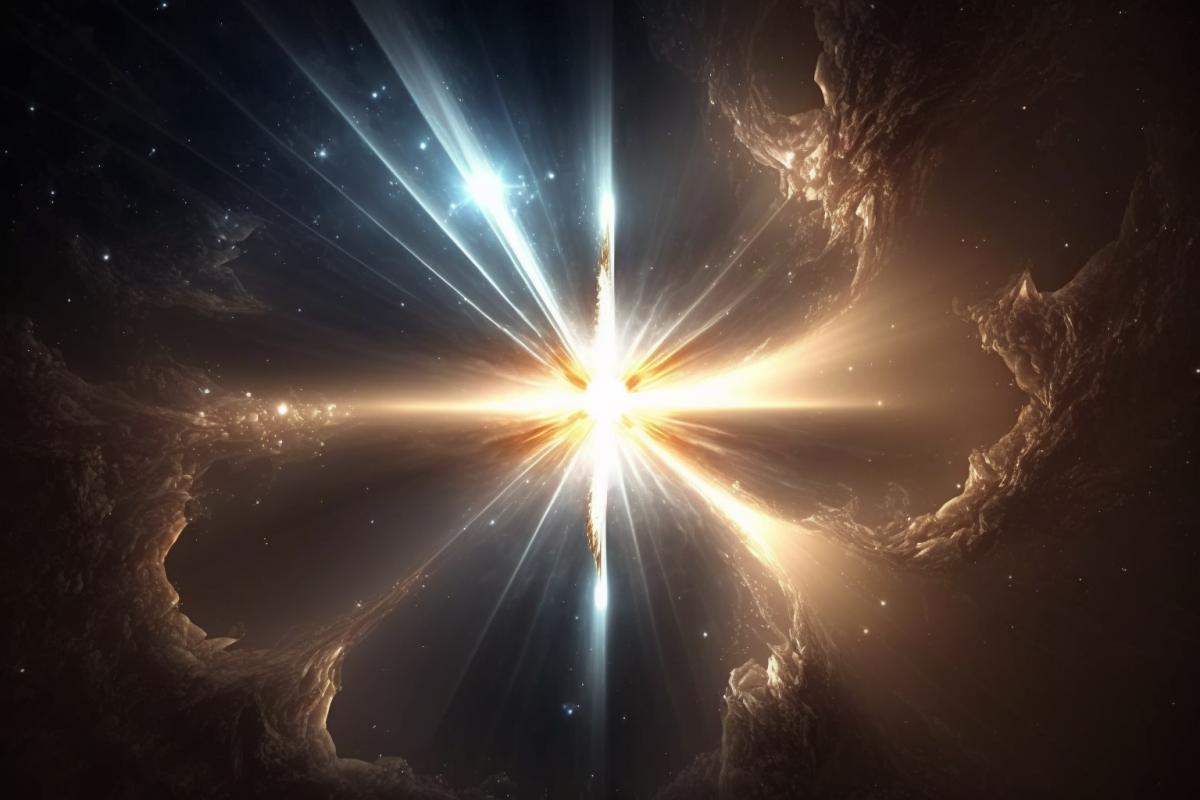 The mysterious light of a distant star drifting in lonely space