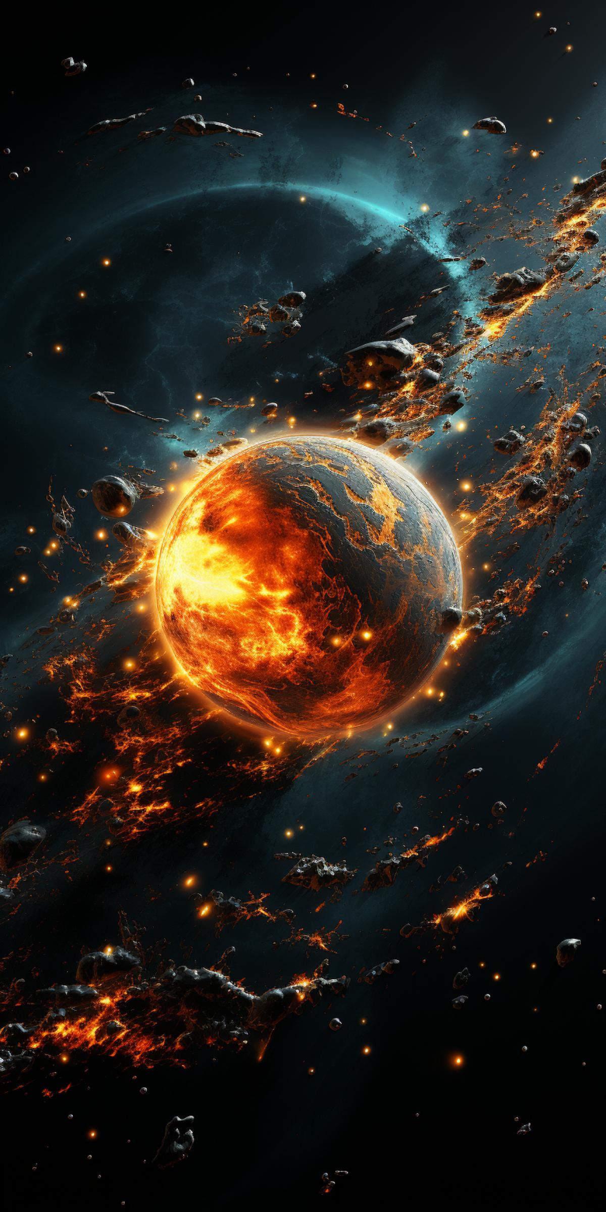 Square planet in space, realism, deep space background