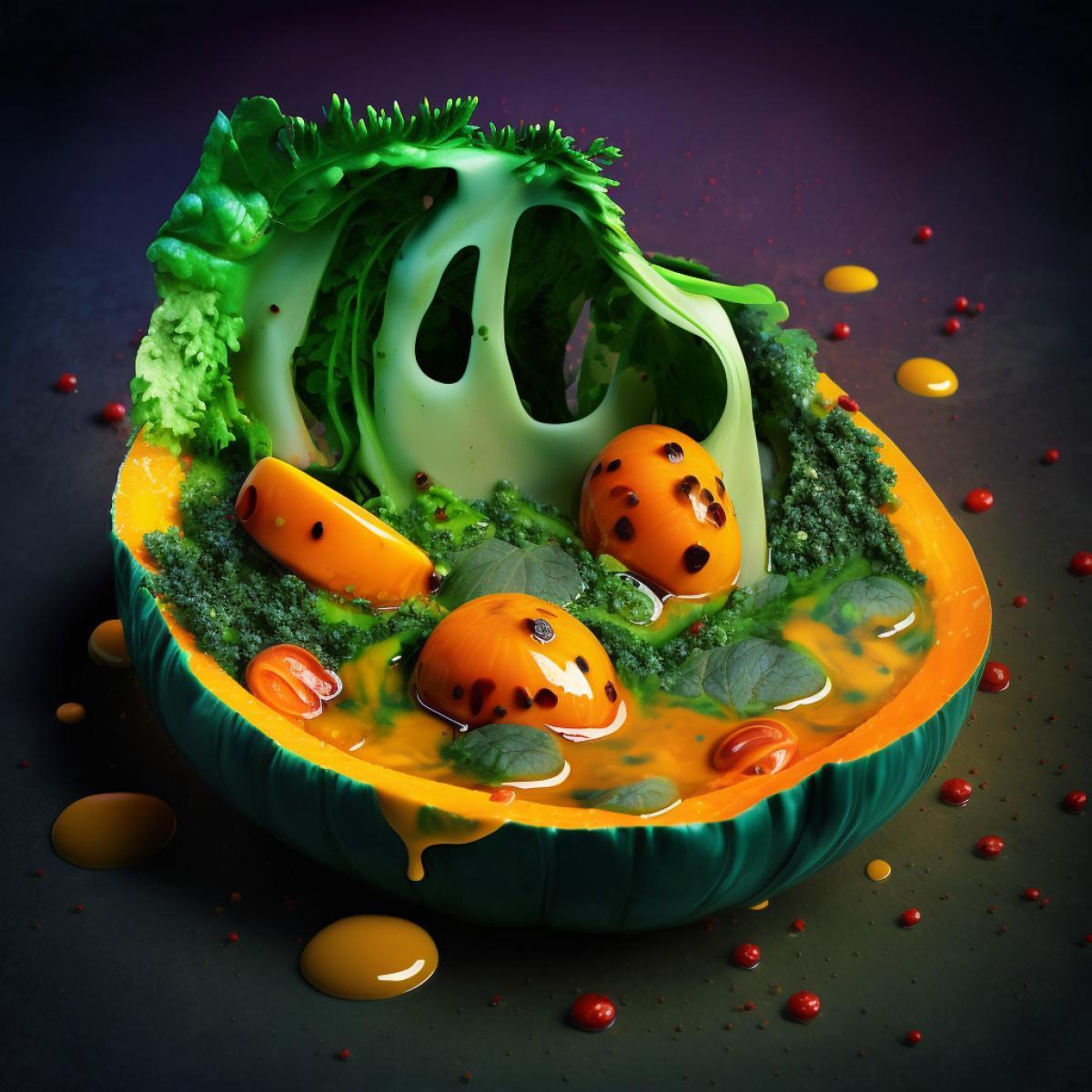 salad made from slime and slugs, food photo stylize 1000 --no watermark words text