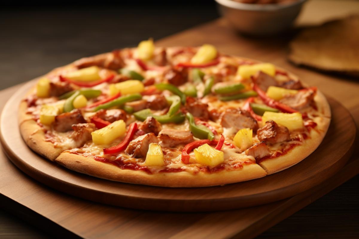 Pineapple and chicken pizza, just a delight!