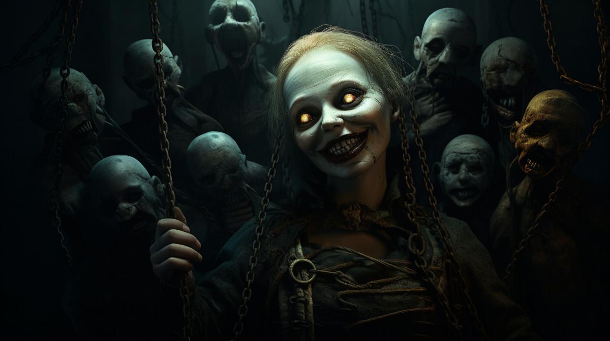 puppet, mysticism, horror, fear, night, teeth, CG art speed