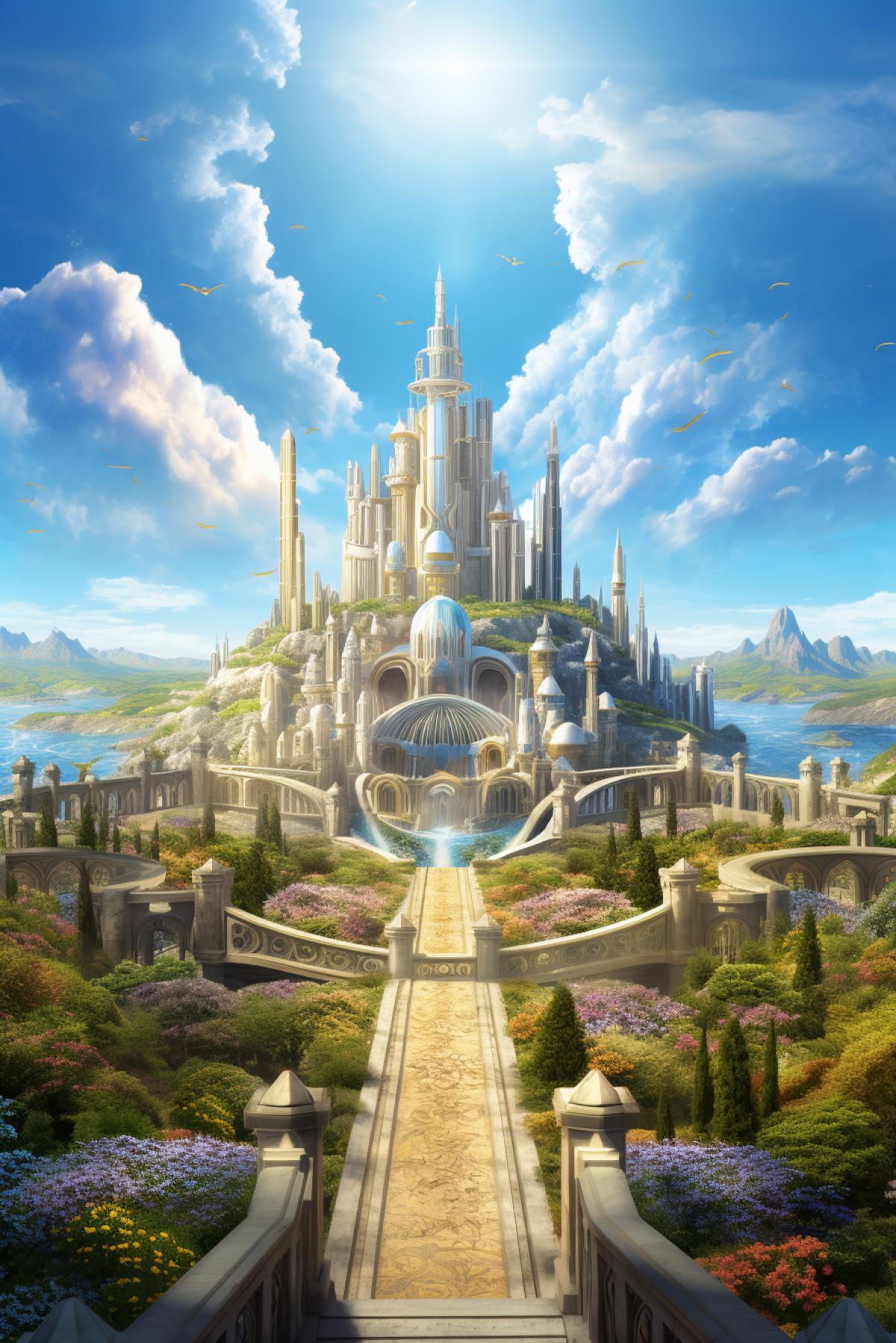 Under the blue sky there is a city of gold, with transparent gates, and with a bright star. There is a garden in the city, there are herbs and flowers, animals of unprecedented beauty walk there.