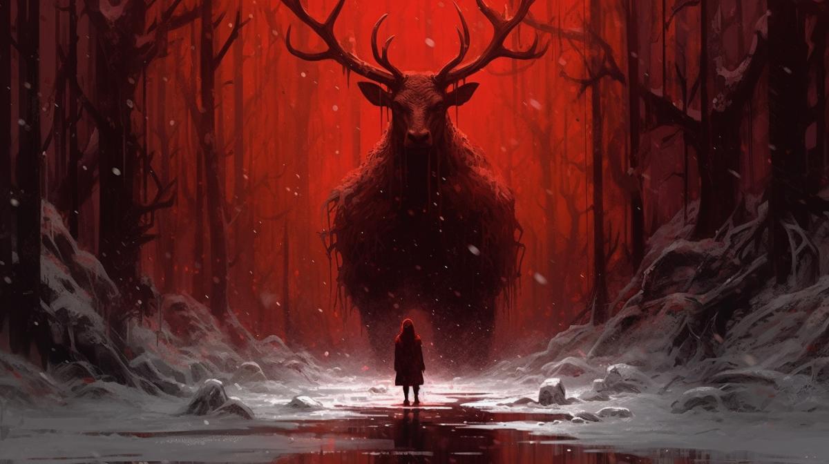 Satan walks through the forest at night :: And picks up fresh souls. :: Winter got new red liquid