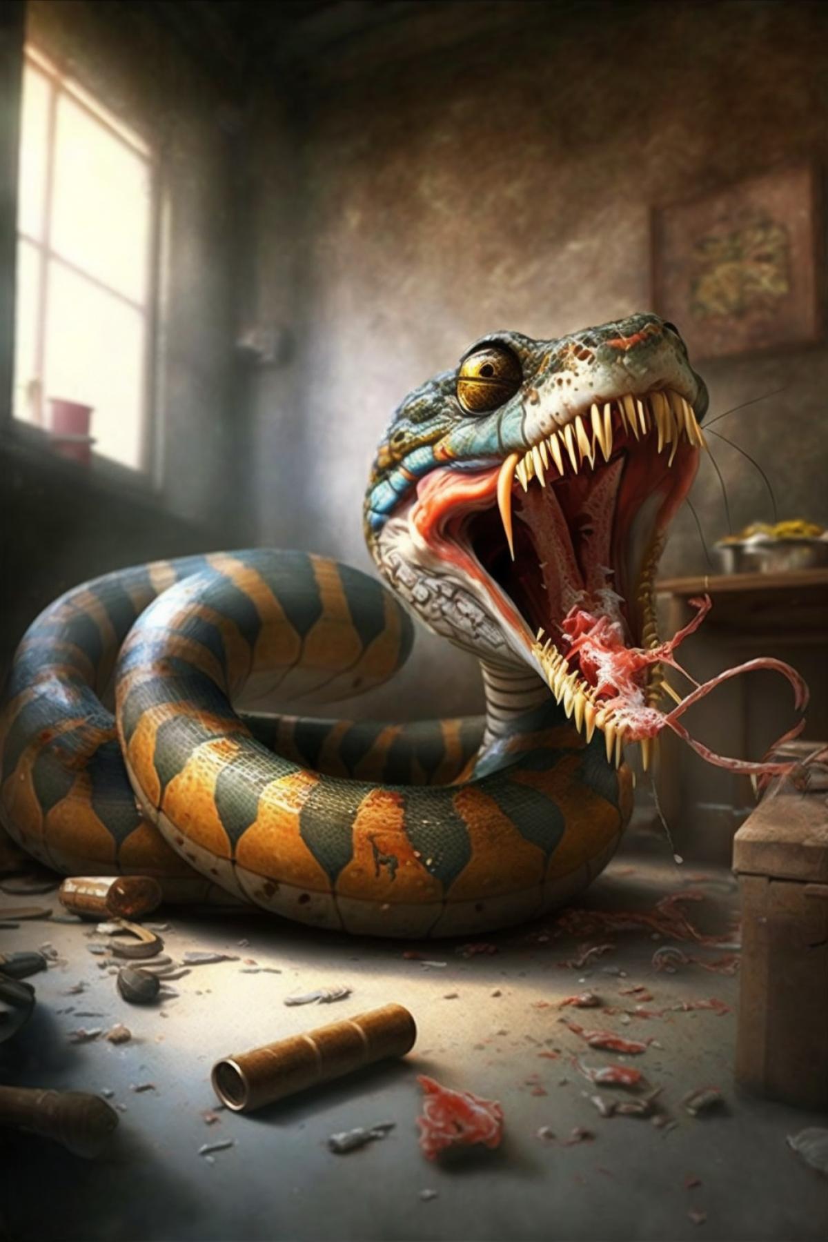 The snake is feasting