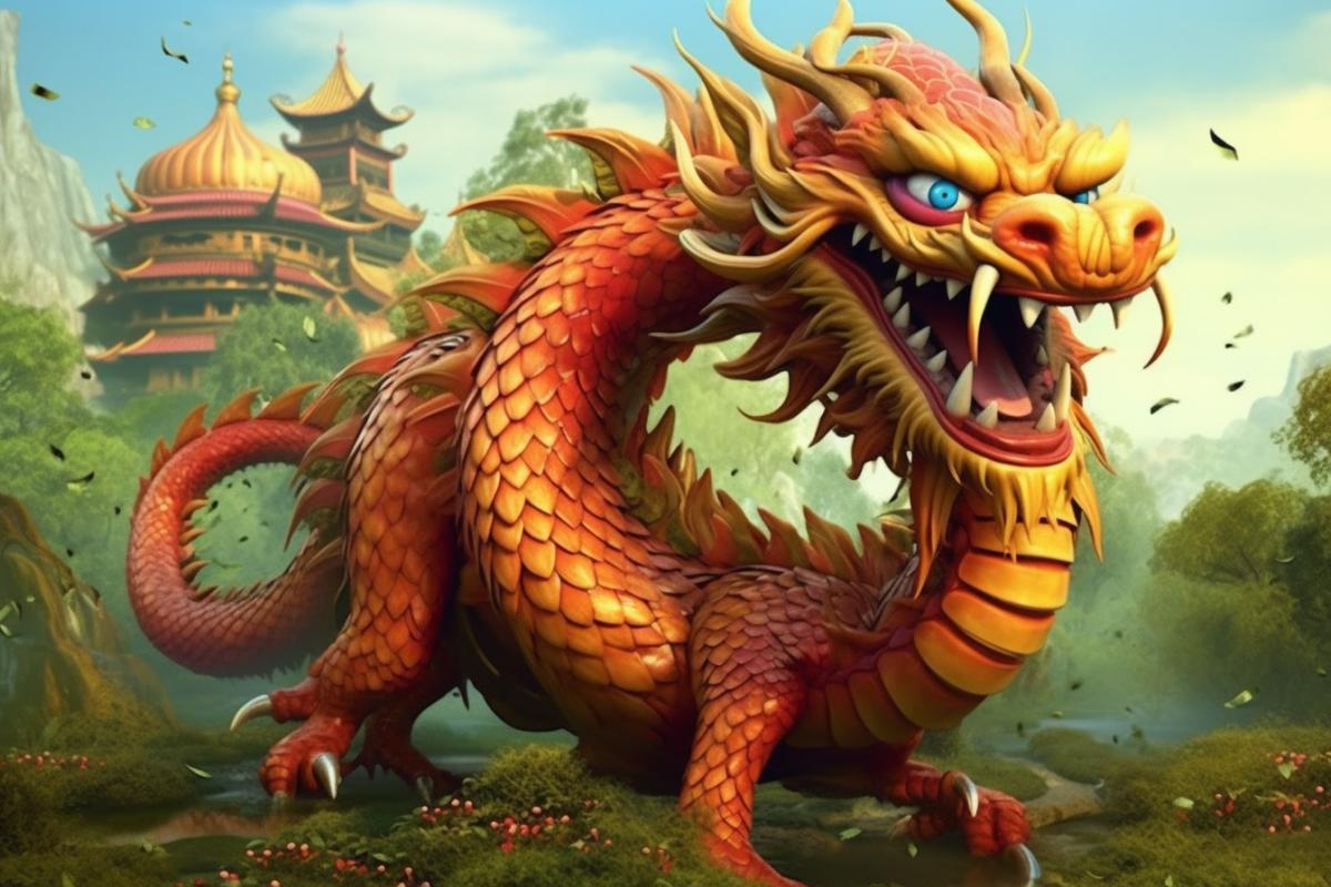 Chinese great dragon friendly cartoon