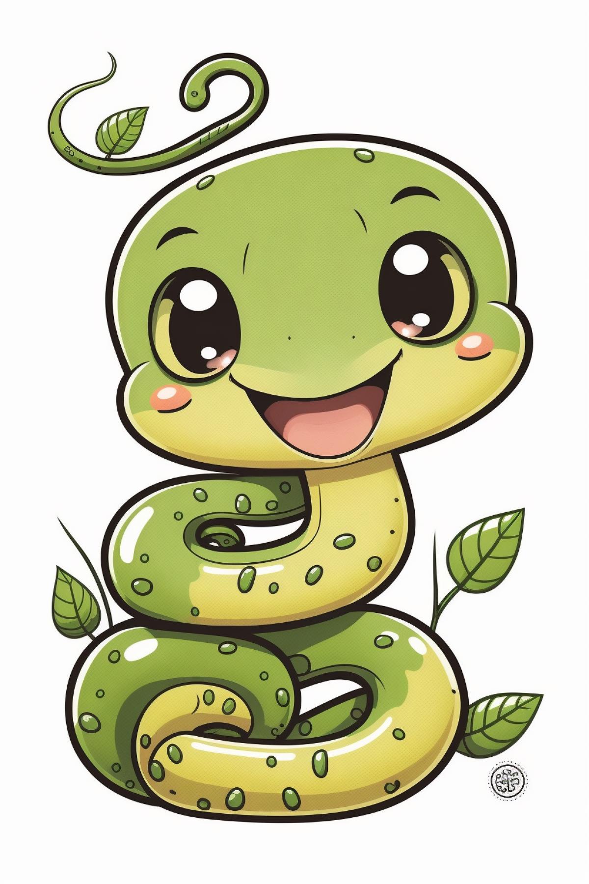 Cute happy baby snake clipart, on white background