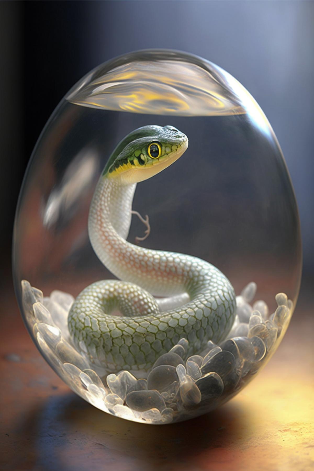 a baby snake aliens in your transparent egg ar 2:3