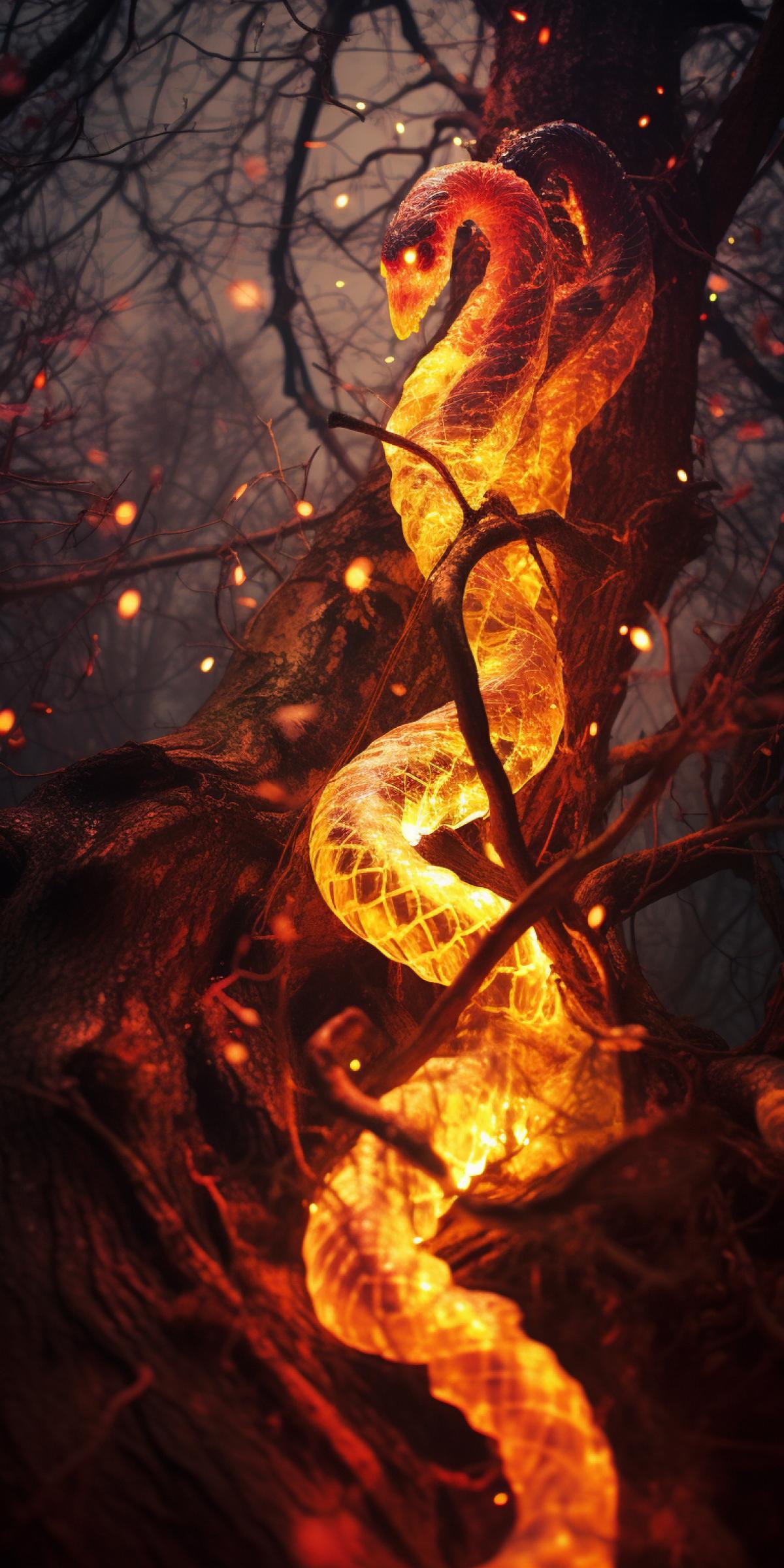 its alive, luminous tree sap and snakes, award winning nature photo, weirdcore scifi cinematic ar 9:16 v 5.1 q 2