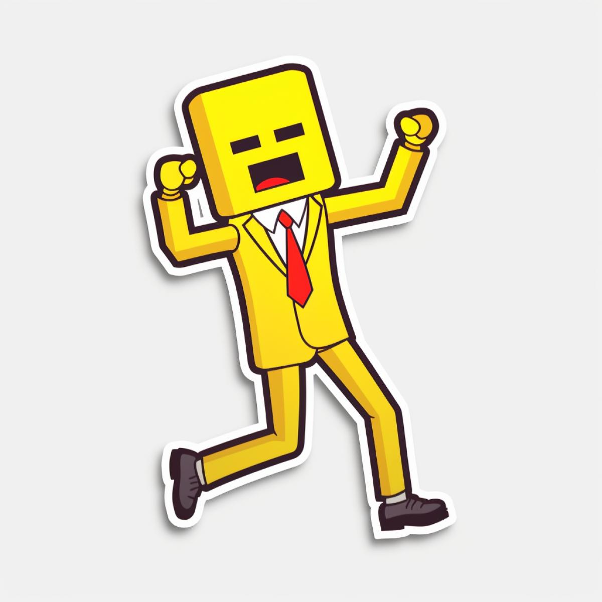 Dancing cheerful 8-bit man, sticker
