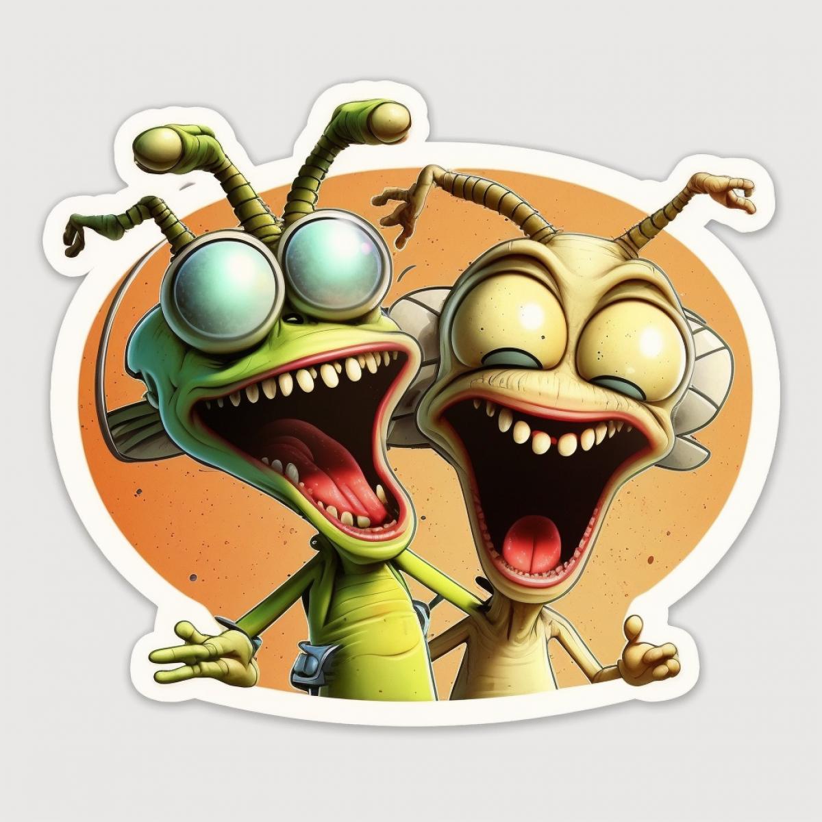 Funny goofy aliens, stickers