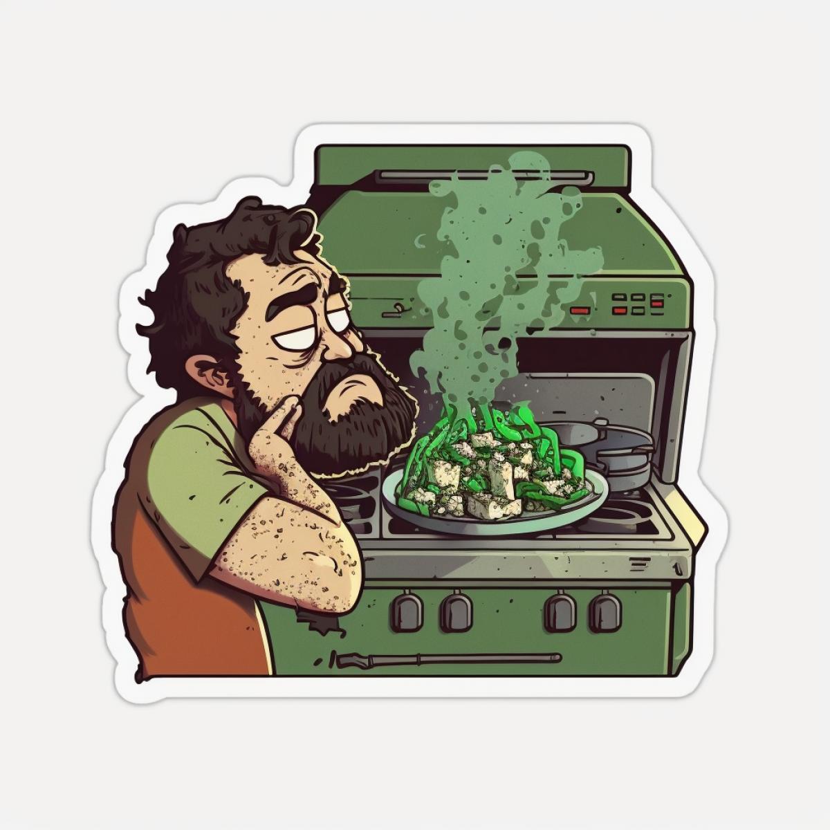 The cook doesnt know how to cook, ruined everything. Sticker