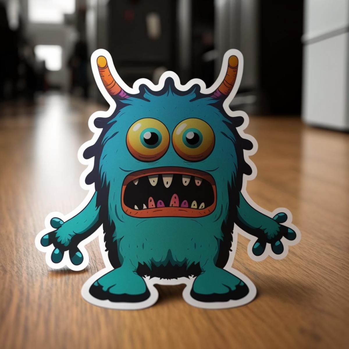 Magnetic Monster, A curious monster with magnetic paws that can attract and create funny situations, sticker
