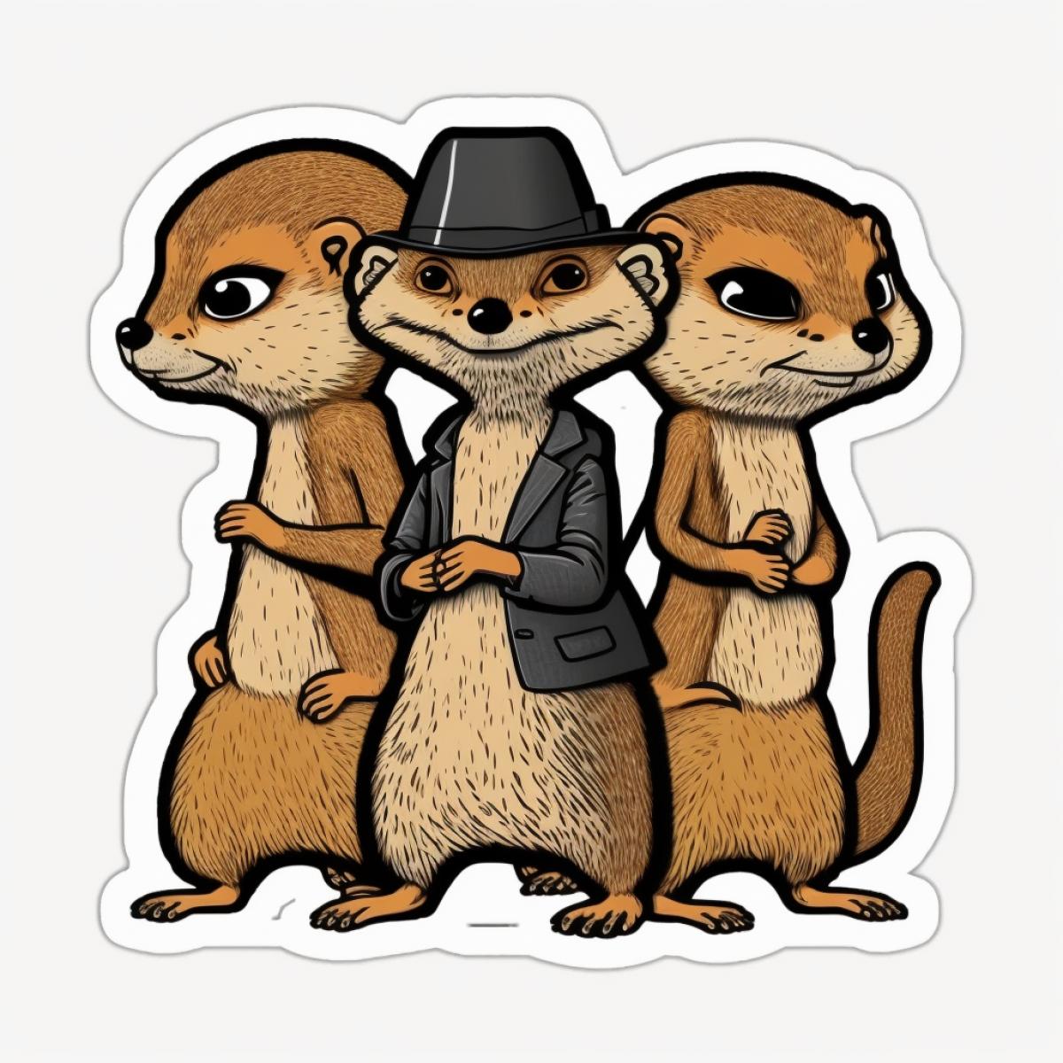 Mongoose mafia, funny, white background, sticker