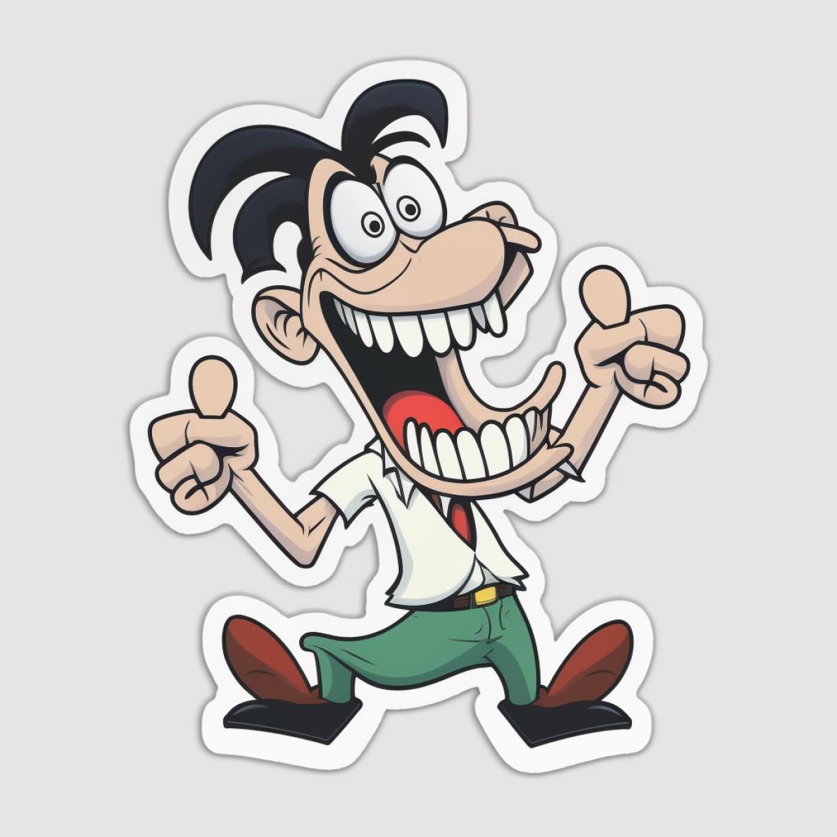Funny goofy tiktoker, white background, sticker
