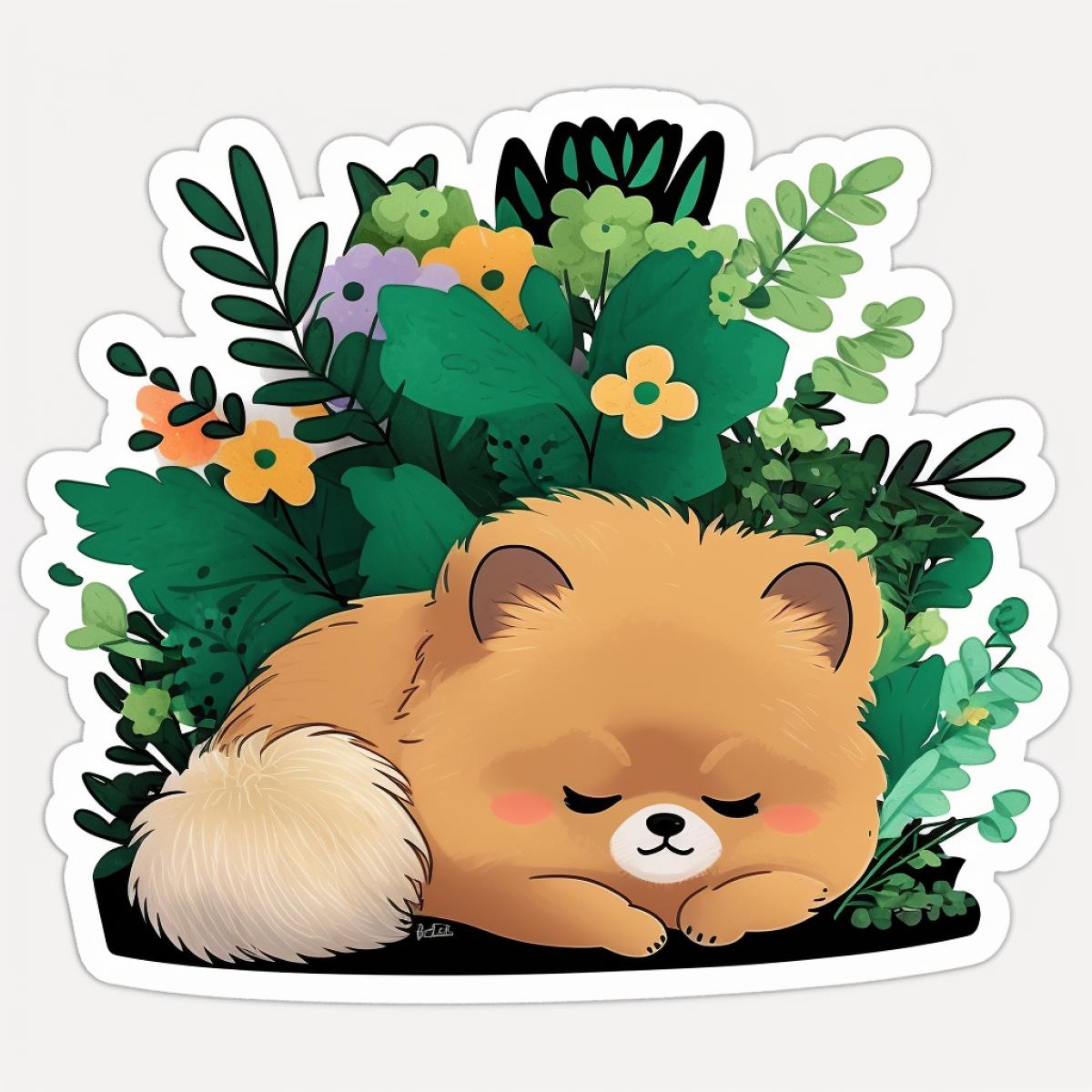 the cutest pomeranian is very shy, sticker