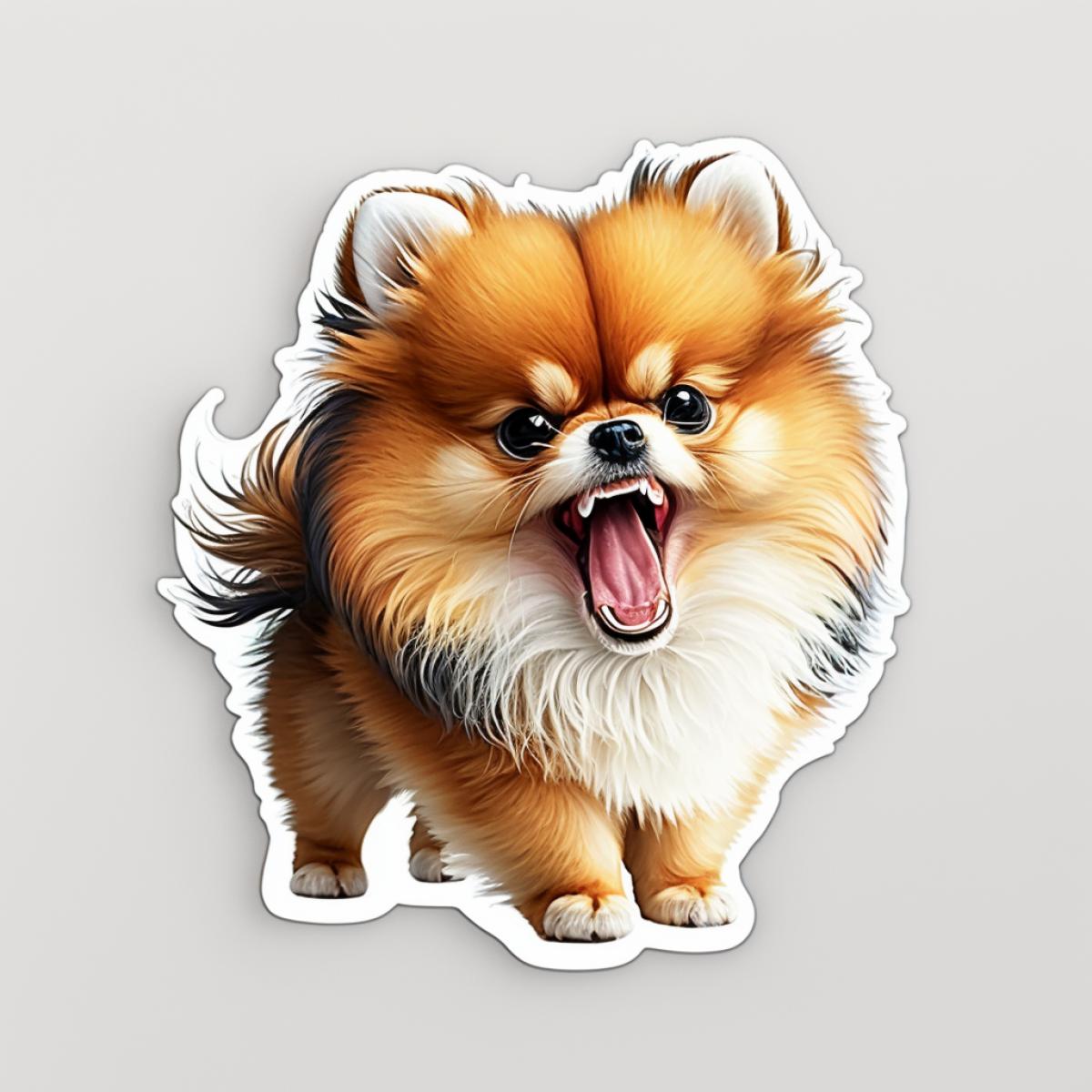 the cutest pomeranian is very angry, sticker, white background