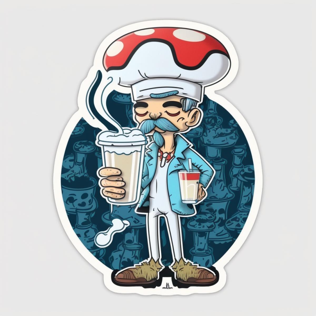 Mushroom man drinking milk sticker