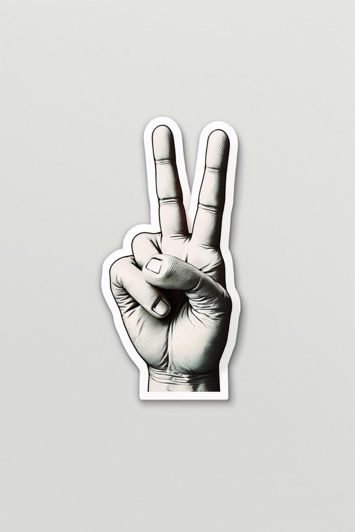 figure of three fingers, sticker, white background