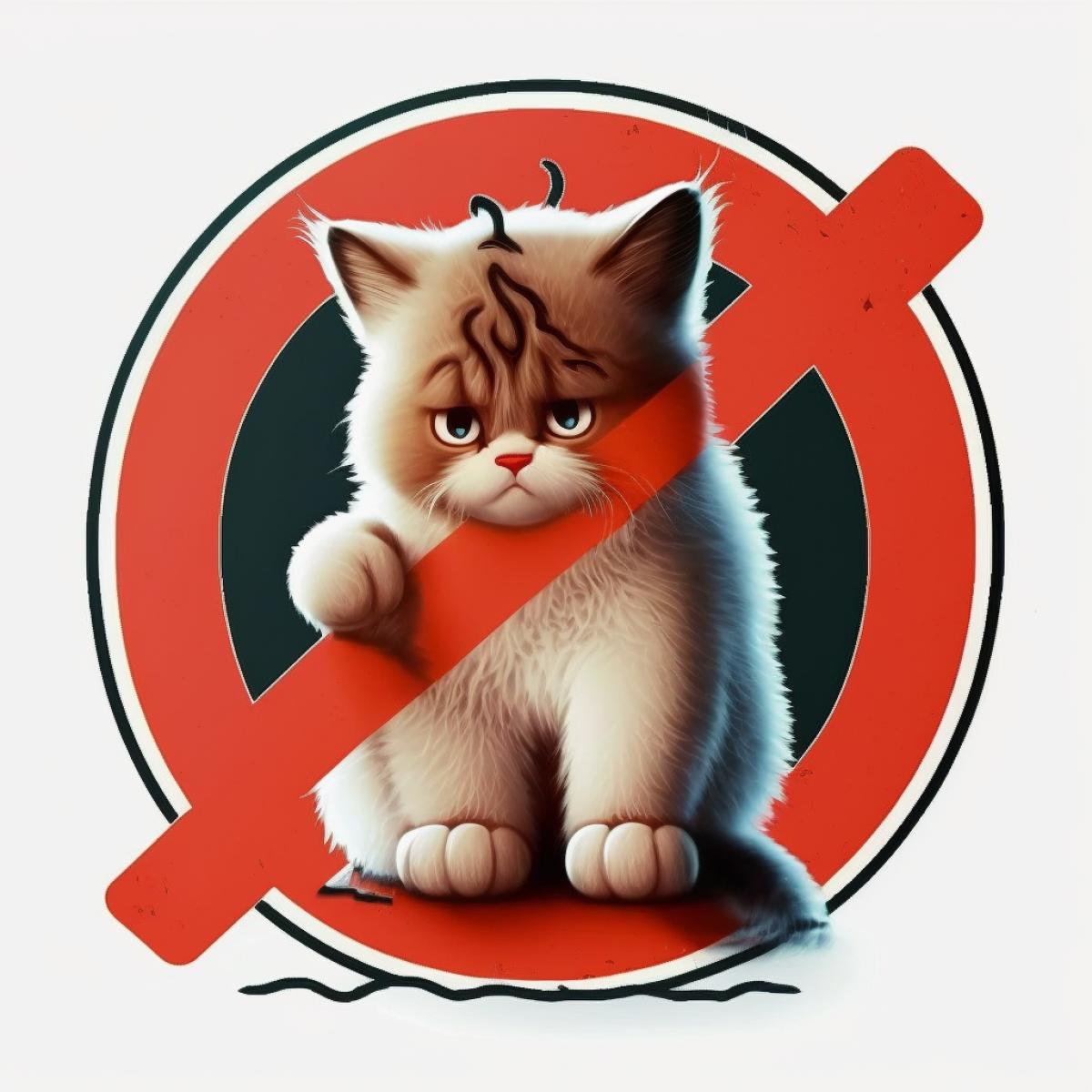 Little cute kitten is forbidden. Telegram sticker.