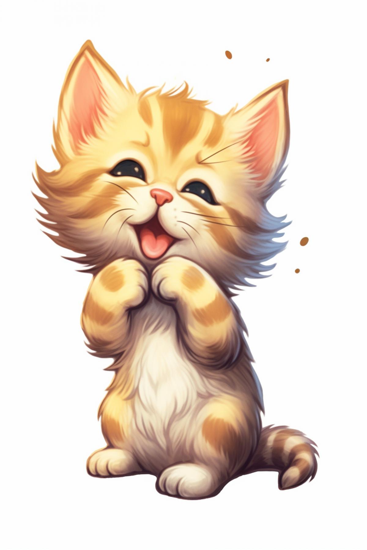 Kitten sending an air kiss, white background, sticker