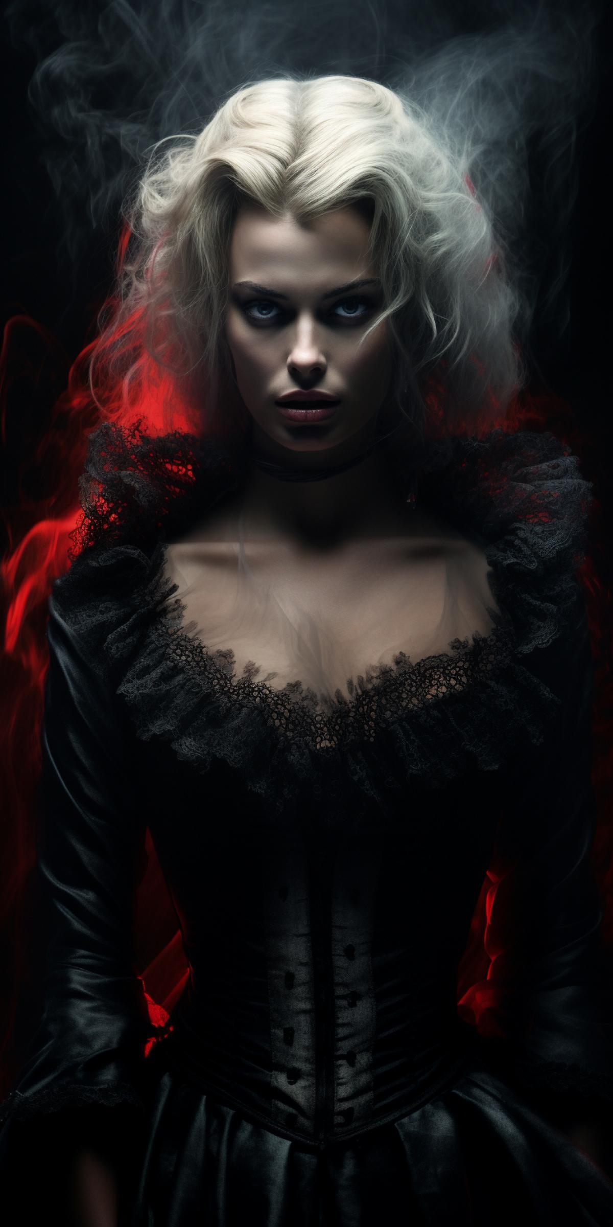margot robbie as vampire goddess, gothic horror, hyperdetailed photo, finely detailed, volumetric lighting