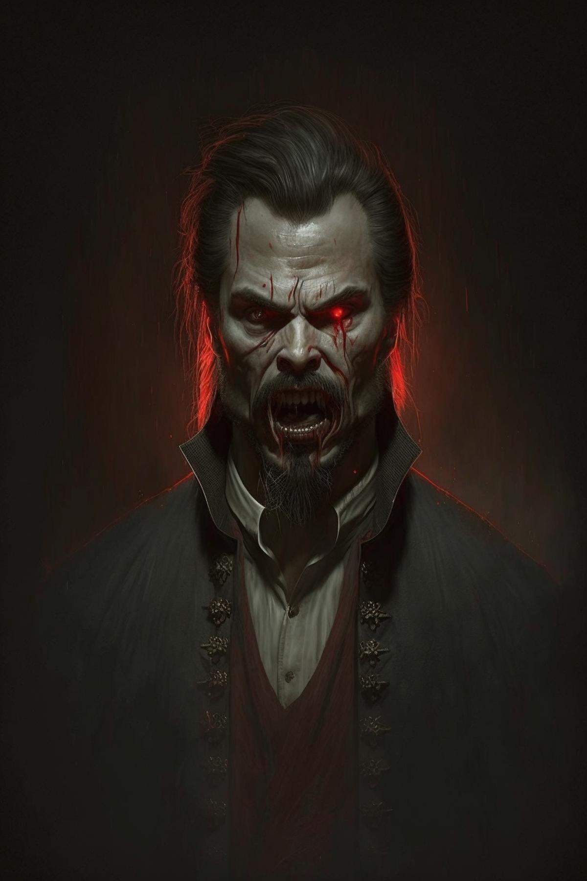 Old Russian vampires with red liquid fangs