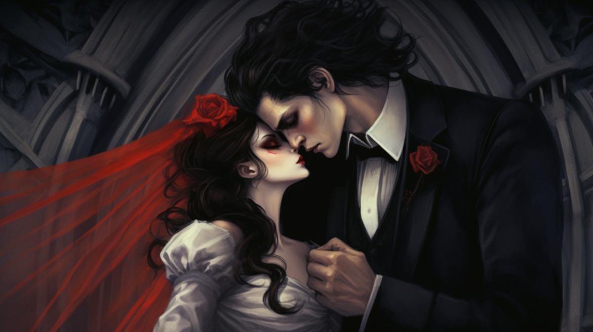 Vampire wedding, vampire bride and groom