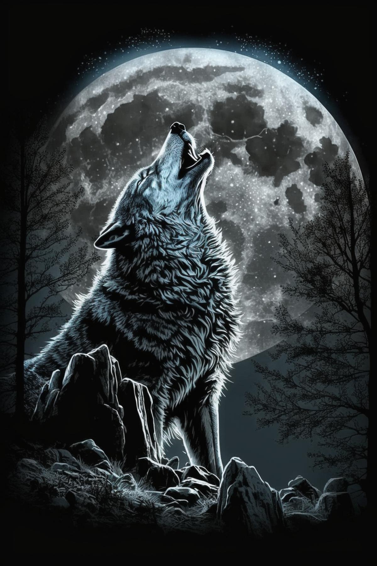 werewolf howling at the moon