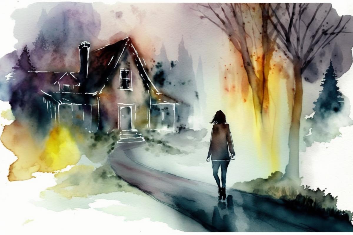 Hallucinations in the fog, watercolor drawing