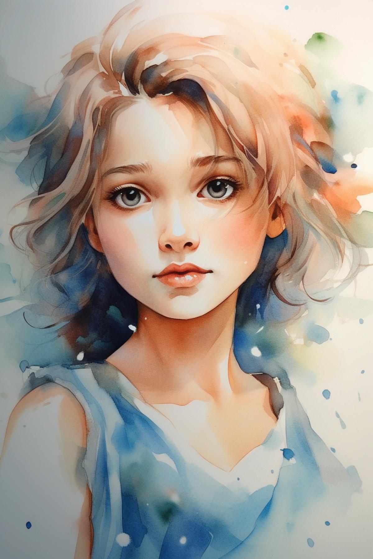 watercolor portrait of a girl
