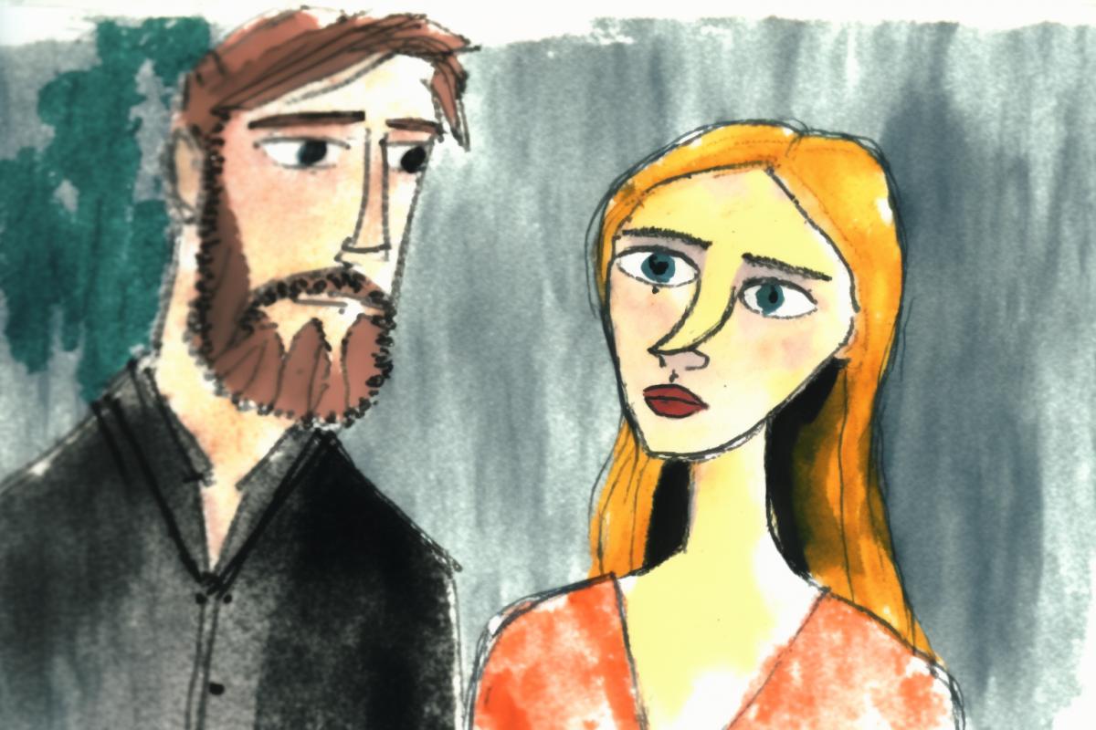 Primitive date close-up, watercolor drawing
